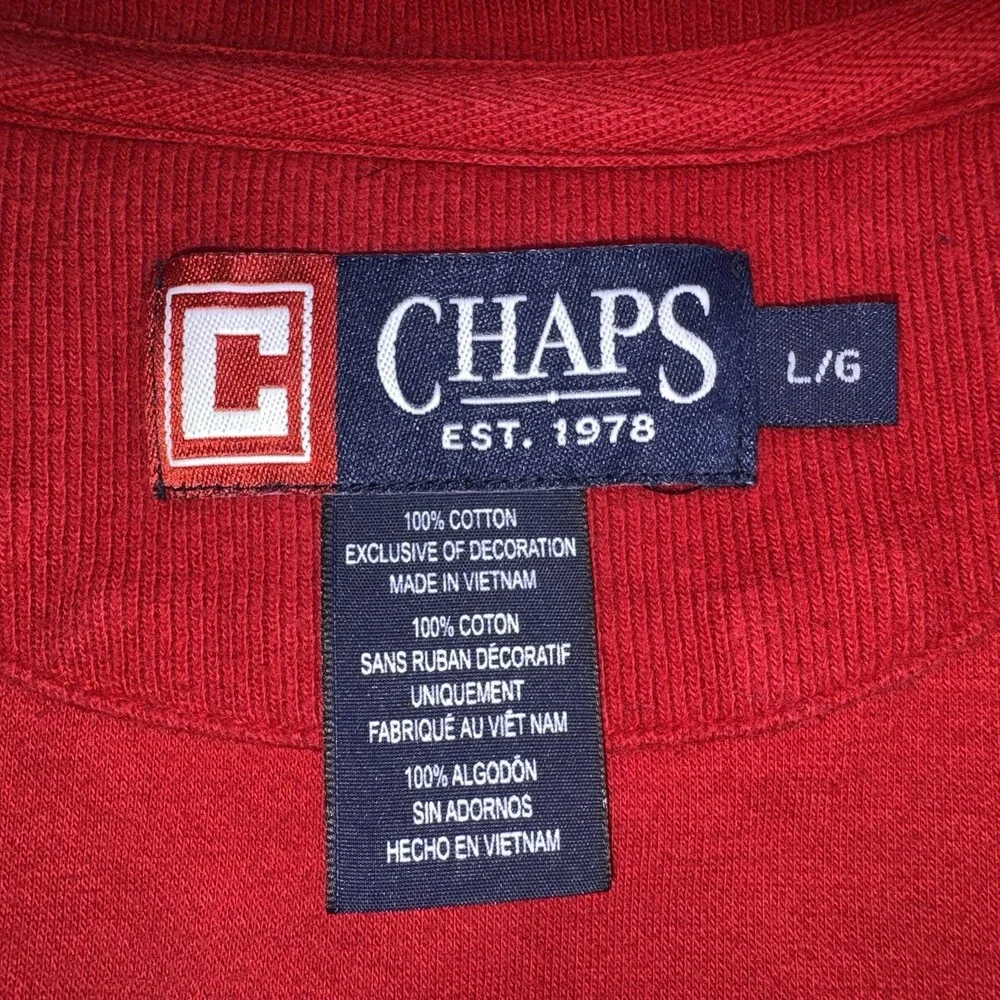 Chaps 1/4 Zip Pullover Men L Red Sweatshirt Long Sleeve VC200162